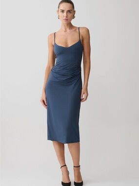Meshki Slate Blue Spaghetti Strap Midi Dress